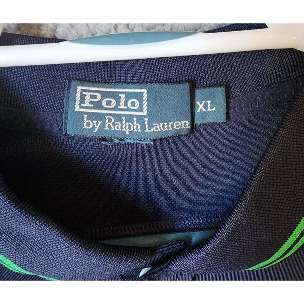 Polo‎ Ralph Lauren US OPEN 2012 Big Pony Snap Collar Navy Polo Shirt Size XL